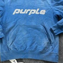 Purple Brand Hoodie Mens Small Blue Graphic Logo Pullover Fleece Sweatshirt