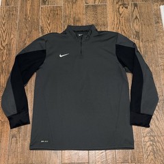 Nike Soccer Football Mens Therma Dri-Fit 1/4 Quarter Zip Grey Black Pullover XL