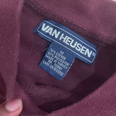 Vintage 90s Van Heusen Sweatshirt Mens Medium Burgundy Pheasant Embroidered Crew