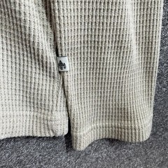 Rainforest Hoodie Mens L Waffle Knit Cream Oatmeal Thermal Pullover Stretch