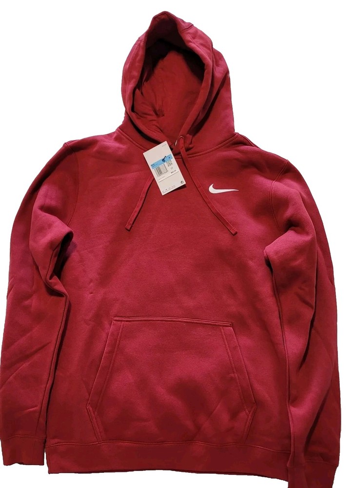 New Mens Nike Fleece Pullover Hoodie Sportswear MEDIUM $60- Deep Red