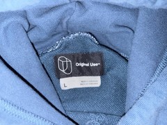 Original Use Men’s Blue Fleece Pullover Hoodie Logo Graphic Pockets Drawstring L
