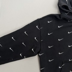 Nike NRG All Over Swoosh Logo Hoodie Black White Swoosh Embroided Swoosh Medium