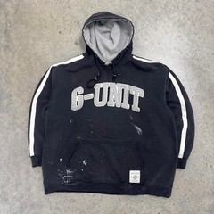 Vintage Y2K G-Unit Hoodie Hip Hop Paint Splatter Distressed Black Mens XXL