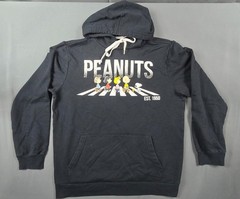 Peanuts Walking Abbey Road Hybrid Hoodie Mens Medium Black White Fleece Lined