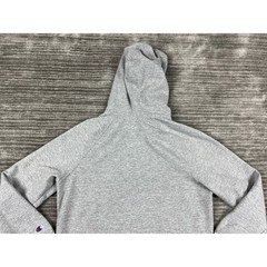 Champion Hoodie Mens Small Gray Script Logo Pullover GF934 Raglan Fleece Sport