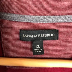 Banana Republic Sweatshirt Mens XL Pullover Long Sleeve Red Plum 1/4 Zip