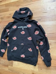 Hypland Naruto Akatsuki Cloud Black Graphic Print Fleece Hoodie Men’s Size M