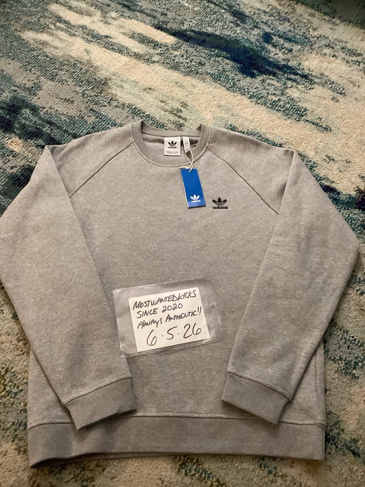 NWT Adidas Originals Trefoil Essentials Crew Sweatshirt Grey Men’s Sz L FRESHIP
