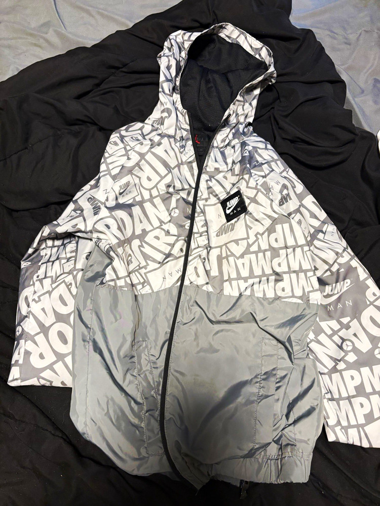 Nike Jordan Jumpman Full Zip Hooded Hoodie Gray/Black/White youth M AO1082-021