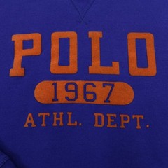 Polo Ralph Lauren Sweatshirt Mens Medium Blue Fleece Crew Neck 1967 Athl Dept