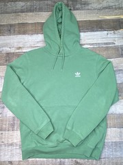 adidas Mens M Trefoil Essentials Hoodie Sweatshirt Green Fleece Embroidered Logo