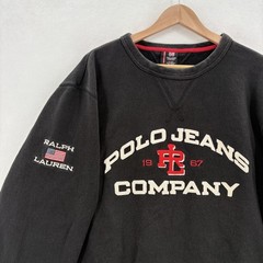 Vintage Polo Jeans Company Sweatshirt Mens XL Black Fleece Crewneck Ralph Lauren