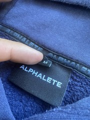 Alphalete Hoodie Navy Blue Pullover Script Embroidered Logo Gym Mens Size Medium