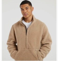 Nike Men’s Yoga Sherpa Sweatshirt Pullover Tan Warm Fuzzy Winter Lounge Size L