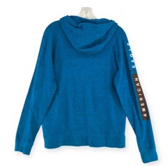 American Eagle Pullover Hoodie Men’s Med Heather Blue Gray Sweatshirt Spellout