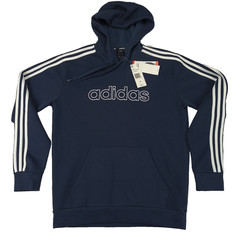 Adidas Mens Essentials 3-Stripes Pullover Hoodie Legend Ink White FM5749 Size M