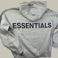 Fear of God Essentials Hoodie Light Heather Grey Back Logo XXS Streetwear Fleece