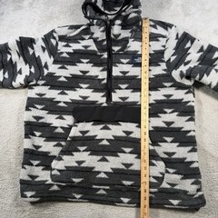 The North Face Hoodie Mens 2XL Black White Sherpa Aztec Fleece 1/2 Zip Pullover