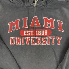 Miami University Original Leisure Mens XXL Black Distressed Quarter Zip Hoodie