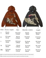Men’s Y2K Skull Scythe Hoodie Retro Colorblock Patchwork Streetwear Hip-Hop NEW