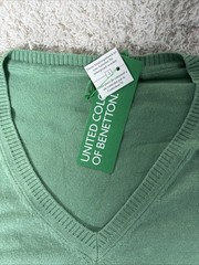 New United Colors of Benetton Lt Green Crew Neck Sweatshirt Size S Men
