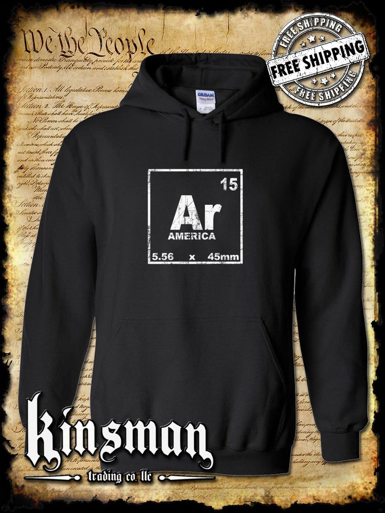 AR-15 Periodic Table Symbol Hoodie / 2nd Amendment Gun Rights USA America 5.56