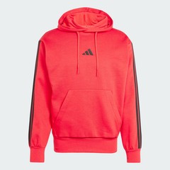 adidas Essentials 3-Stripes Fleece Hoodie Red