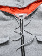 Spring Autumn New Men’s Multi Pocket Hoodie with Velvet Casual Zipper Hoodie.