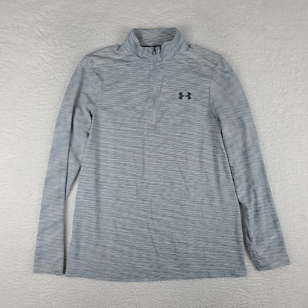 Under Armour Sweater Mens Large Gray Fitted Heatgear Activewear Performance Tech
