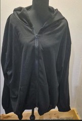 5XL Black Waffle Knit Zip Hoodie Jacket Oversized Unisex Hooded Sweatshirt NWOT