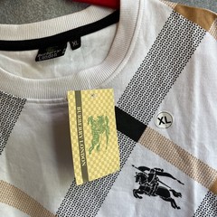 Burberry London XL Sweatshirt Crew Neck White Plaid Knit Long Sleeve 100% Cotton