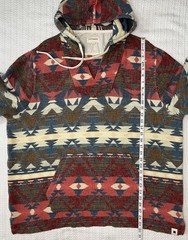 Lucky Brand Hoodie Mens Aztec Geometric Pullover XXL 27” X 30” Sweater Casual
