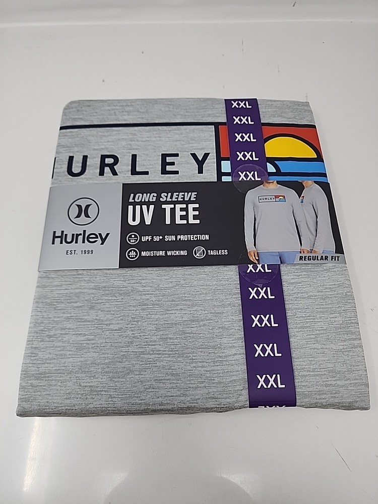 Hurley Men’s Sunny Side Hybrid Stretch Tagless UV T-Shirt 2XL Grey