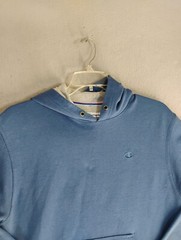 Champion Mens Sweatshirt Medium Blue Hooded Long Sleeve Knit Logo Pullover