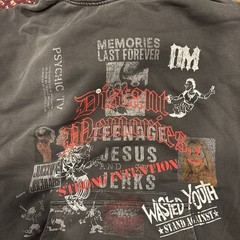 Distant Memories Graphic XL Gray Fleece Heavyweight Pullover Hoodie w/ Pockets