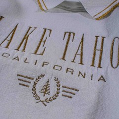 Vintage 90s Lake Tahoe Collared Sweatshirt Large L Embroidered Grandpa Core