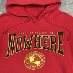 10 Deep The University Of Nowhere Hoodie Red USA Pullover L Streetwear Urban Y2K