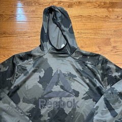 Reebok Hoodie Mens 3XL Green Camo Pullover Outdoor Pocket Big Logo Sweatshirt
