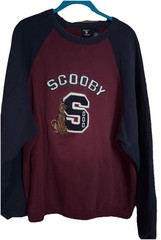 Vintage Warner Bros SCOOBY DOO Sweatshirt Thick SZ Large Unisex Burgundy / Navy