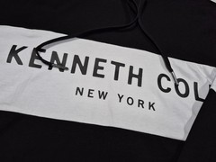 Kenneth Cole New York Long Sleeve Hoodie Shirt –Black White Core Spring