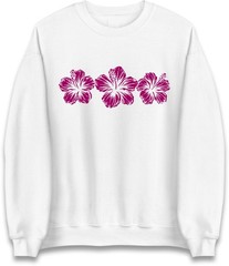 Magenta Hibiscus Floral Print Jumper – Tropical Summer Beach Theme Unisex Gift