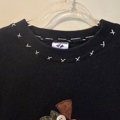 Jerzees Black Fall Pumpkin Moon Acorn Applique Sweatshirt Crewneck Mens Medium