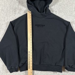 Fear Of God Essentials Hoodie All Jet Black Mens XS Front Logo Pullover
