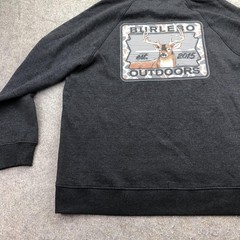 Burlebo Hoodie Mens Large Gray Pullover Fleece Sweatshirt Graphic Deer Outdoors