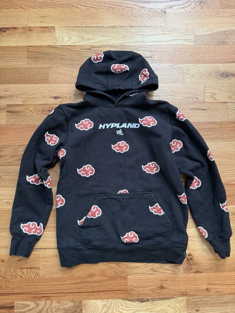 Hypland Naruto Akatsuki Cloud Black Graphic Print Fleece Hoodie Men’s Size M