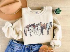 Western Horses T Shirt, Long Sleeve, Sweatshirt and Hoodie.