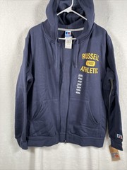 Russell Athletic Full Zip Hoodie Jacket Navy Blue Mens Medium 1902 Logo NWT