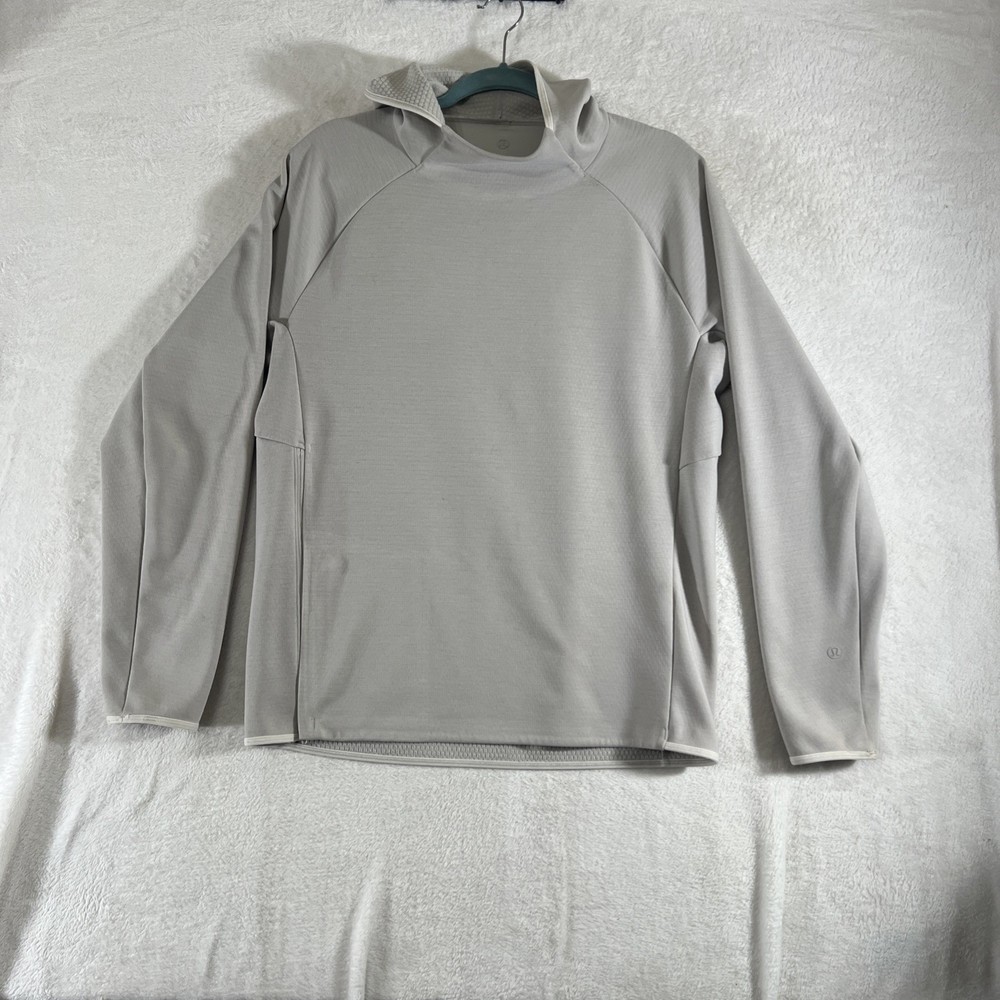 Lululemon Hoodie Mens M Dove Grey Gridliner Fleece Performance Pullover Gym
