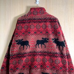For Seasons Sweater Adult Size Large Red Long Sleeve Men’s Fleece Zip Up